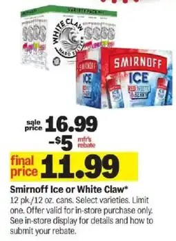 Meijer Smirnoff Ice or White Claw offer