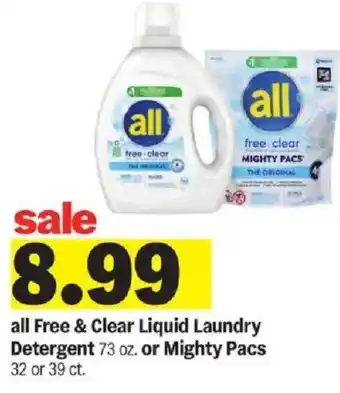 Meijer All Free & Clear Liquid Laundry Detergent offer