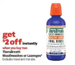 Meijer TheraBreath Mouthwashes or Lozenges offer