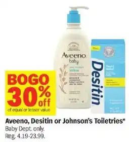 Meijer Aveeno, Desitin or Johnson's Toiletries offer