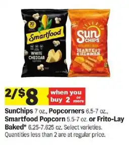 Meijer SunChips, Popcorners, Smartfood Popcorn or Frito-Lay Baked offer
