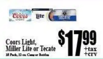 Baja Ranch Coors Light, Miller Lite or Tecate offer