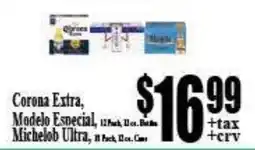 Baja Ranch Corona Extra, Modelo Especial, Michelob Ultra offer
