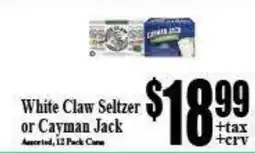 Baja Ranch White Claw Seltzer or Cayman Jack offer