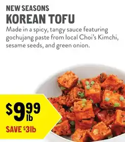 New Seasons Market Korean Tofu offer