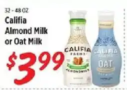 Rouses Califia Almond Milk or Oat Milk offer