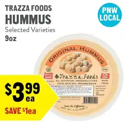 New Seasons Market Trazza Foods Hummus offer