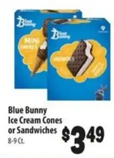Food Giant Blue Bunny Ice Cream Cones or Sandwiches offer