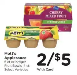 Kroger Mott's Applesauce offer