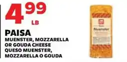 Sedano's Païsa Muenster, Mozzarella or Gouda Cheese offer