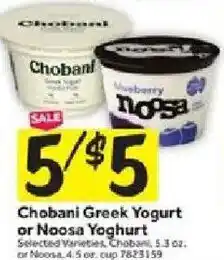 Stop&Shop Chobani Greek Yogurt or Noosa Yogurt offer