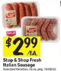 Stop&Shop Stop & Shop Fresh Italian Sausage offer