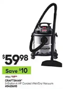 Lowe's Craftsman 5-Gallon 4 Hp Corded Wet/Dry Vacuum offer