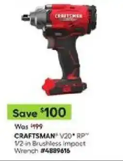Lowe's Craftsman V20 RP 1/2-in Brushless Impact Wrench offer