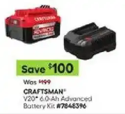 Lowe's Craftsman V20 6.0-Ah Advanced Battery Kit offer