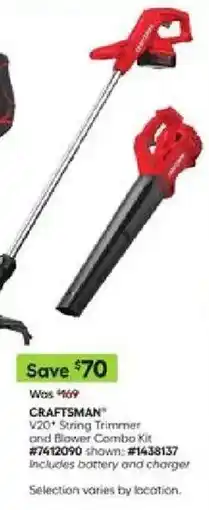 Lowe's Craftsman V20 String Trimmer and Blower Combo Kit offer