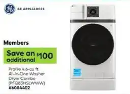 Lowe's Ge appliances profile 4.6-cu ft all-in-one washer dryer combo offer