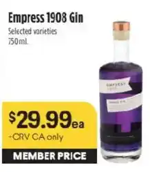 Raley's Empress 1908 Gin offer