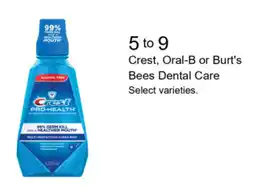 Walgreens Crest Oral-B or Burt's Bees Dental Care offer