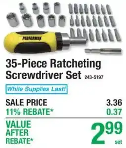 Menards Performax 35-piece ratcheting screwdriver set offer