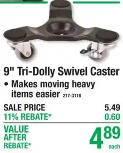 Menards 9" Tri-Dolly Swivel Caster offer