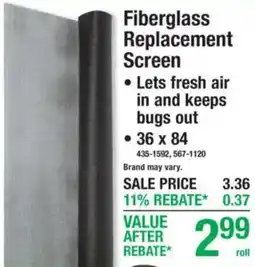 Menards Fiberglass Replacement Screen offer