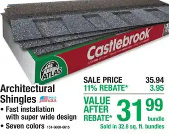 Menards Atlas Castlebrook Architectural Shingles offer