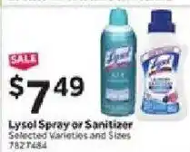 Stop&Shop Lysol Spray or Sanitizer offer