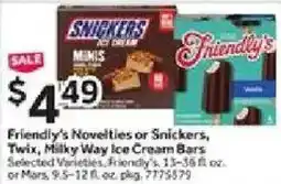 Stop&Shop Friendly's Novelties or Snickers, Twix, Milky Way Ice Cream Bars offer
