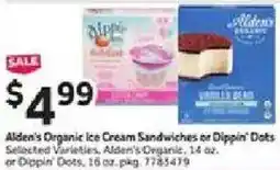 Stop&Shop Alden's Organic Ice Cream Sandwiches or Dippin' Dots offer