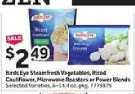 Stop&Shop Birds Eye Steamfresh Vegetables, Riced Cauliflower, Microwave Roasters or Power Blends offer