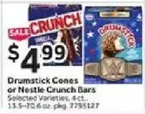 Stop&Shop Drumstick Cones or Nestle Crunch Bars offer