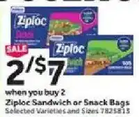 Stop&Shop Ziploc Sandwich or Snack Bags offer
