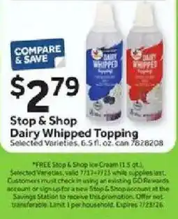 Stop&Shop Stop & Shop Dairy Whipped Topping offer