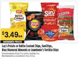 Raley's Lay's Potato or Kettle Cooked Chips, SunChips, Blue Diamond Almonds or Juanntonio's Tortilla Chips offer