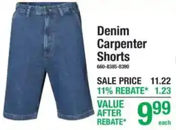 Menards Denim Carpenter Shorts offer