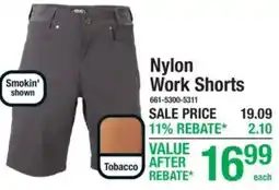 Menards Nylon Work Shorts offer