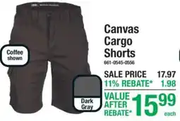 Menards Canvas Cargo Shorts offer