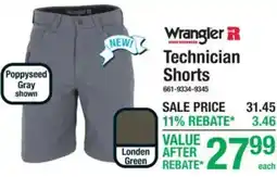 Menards Wrangler Technician Shorts offer