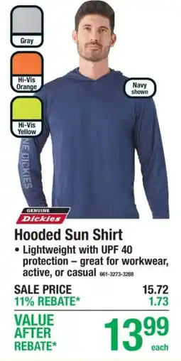 Menards Genuine Dickies Hooded Sun Shirt offer