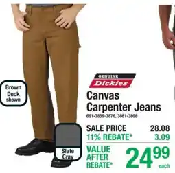 Menards Genuine Dickies Canvas Carpenter Jeans offer