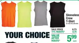 Menards Sleeveless Crew T-Shirt offer