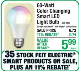 Menards 60-Watt Color Changing Smart LED Light Bulb offer