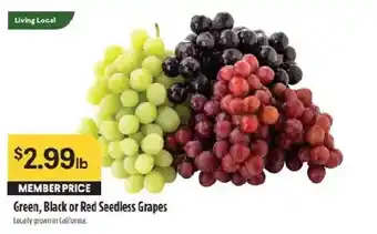 Raley's Green, Black or Red Seedless Grapes offer
