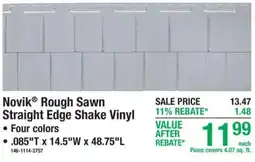 Menards Novik rough sawn straight edge shake vinyl offer