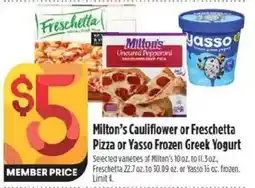 Raley's Milton's Cauliflower or Freschetta Pizza or Yasso Frozen Greek Yogurt offer