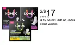 Walgreens U by Kotex Pads or Liners offer