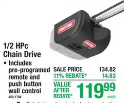 Menards Genie 1/2 Hp Chain Drive offer