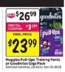 Stop&Shop Huggies Pull-Ups Training Pants or Goodnites Giga Pack offer
