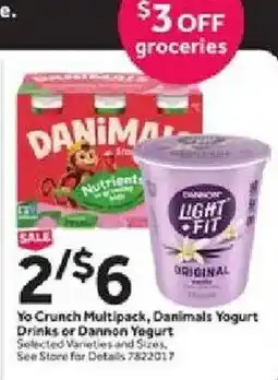 Stop&Shop Yo Crunch Multipack, Danimals Yogurt Drinks or Dannon Yogurt offer